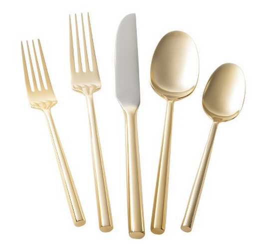 Gold flatware, gold silver silverware, Thankgiving place settings, pretty table