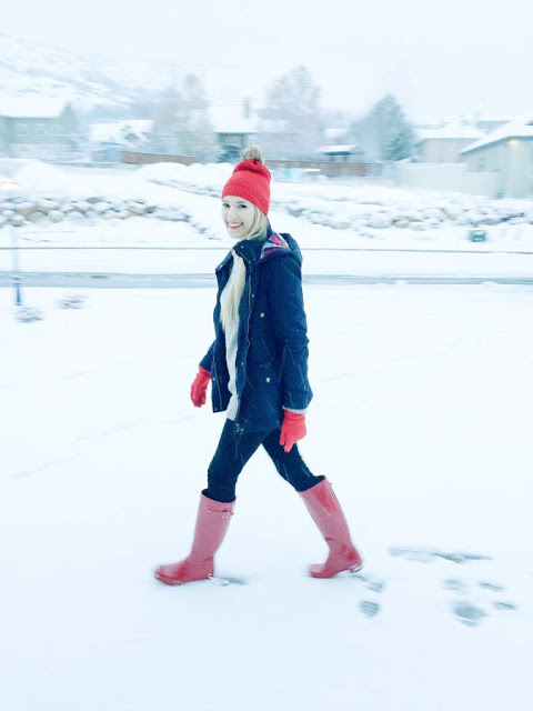 red hunter boots