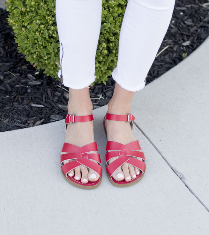 red salt water sandals