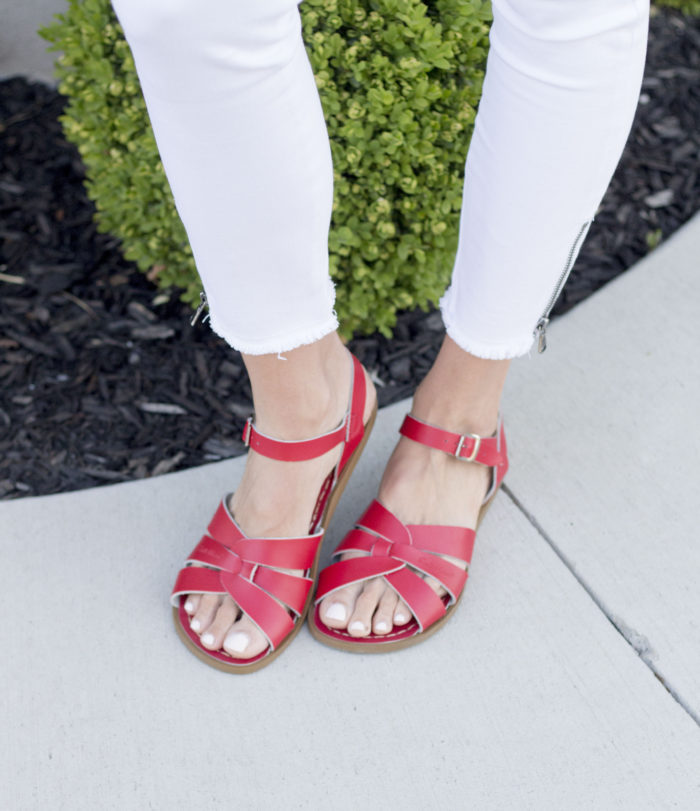 red salt water sandals