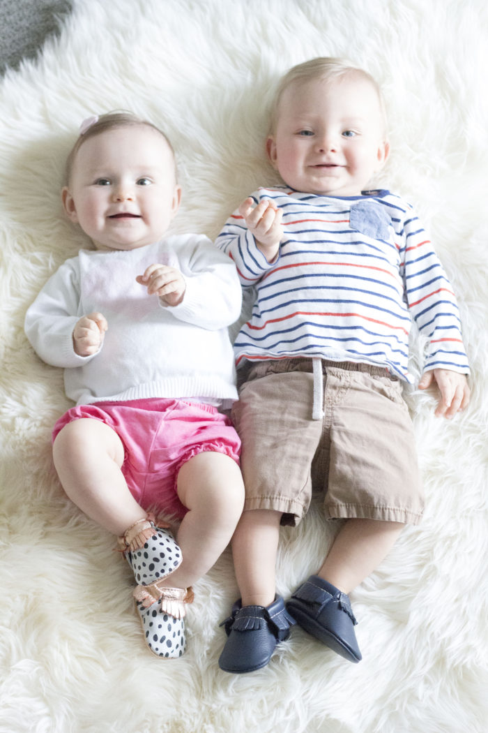 Freshly Picked Sale featured by top Utah life and style blog, A Slice of Style: image of cute twins wearing freshly picked moccasins