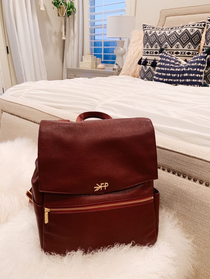 burgundy diaper backpack