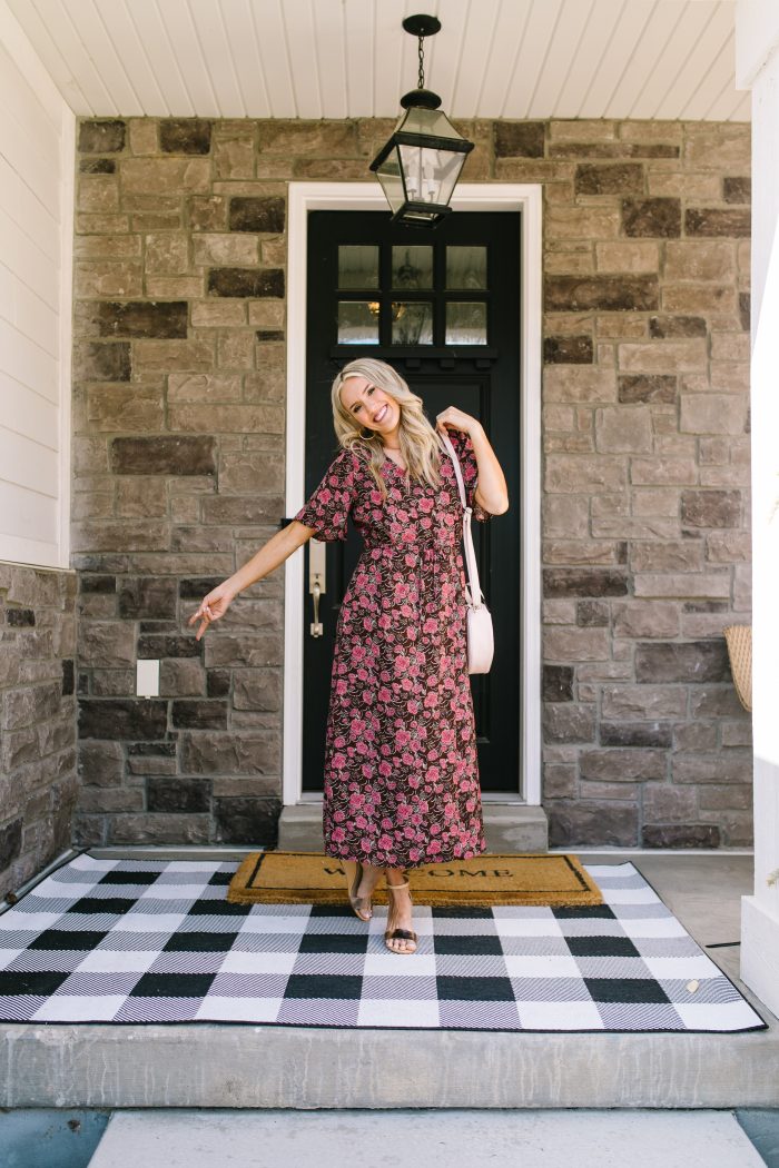 Affordable Women's Fashion featured by top US life and style blog A Slice of Style; Image of a woman wearing a floral dress and wedges from Walmart.