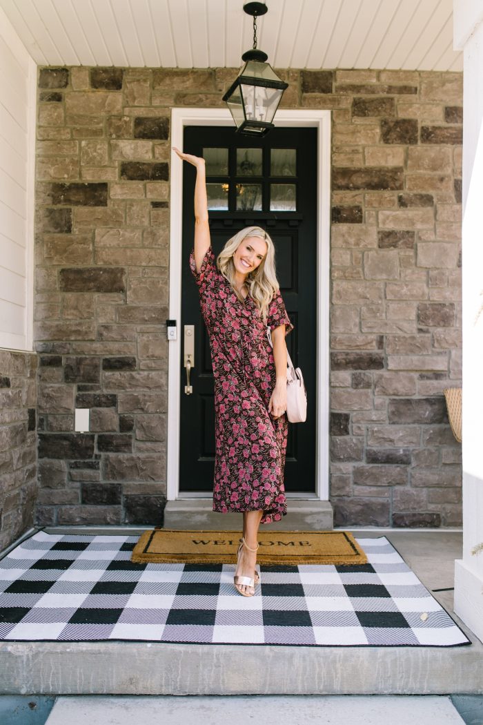 Affordable Women's Fashion featured by top US life and style blog A Slice of Style; Image of a woman wearing a floral dress and wedges from Walmart.