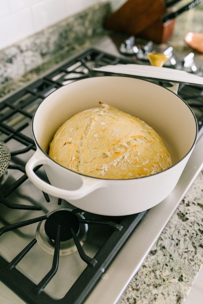 Easy Crusty No Knead Artisan Bread Recipe featured by top US lifestyle blog, A Slice of Style