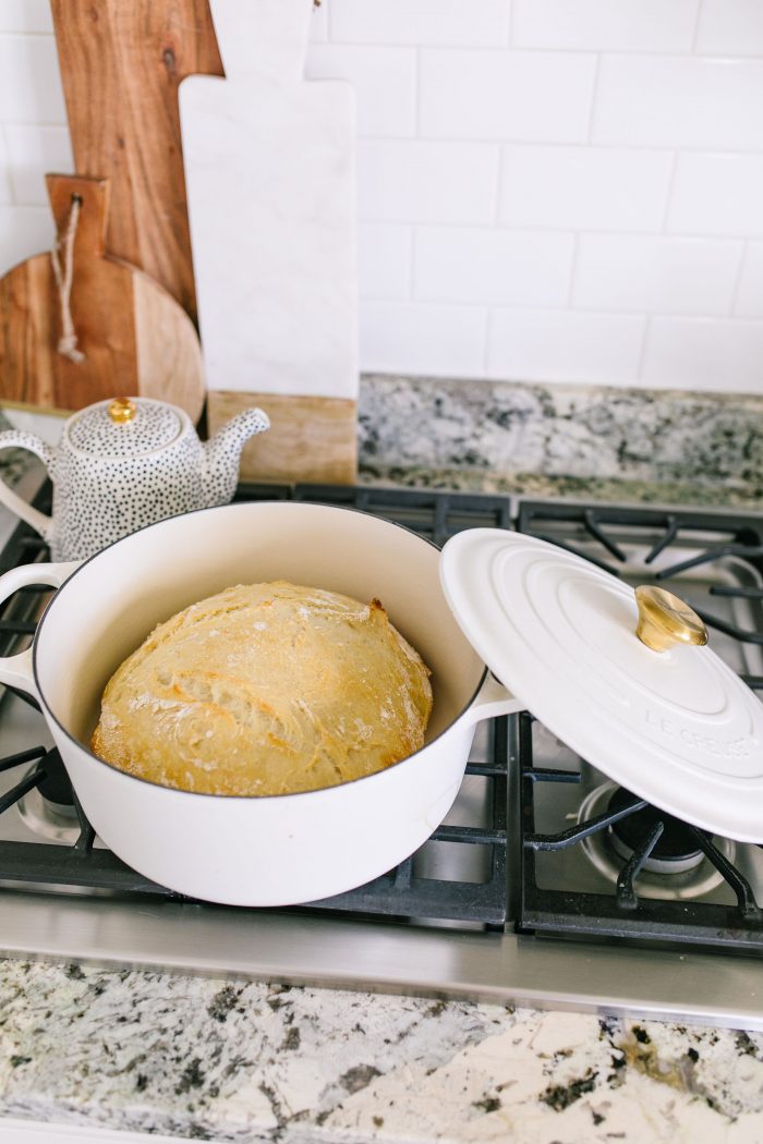 Easy Crusty No Knead Artisan Bread Recipe featured by top US lifestyle blog, A Slice of Style