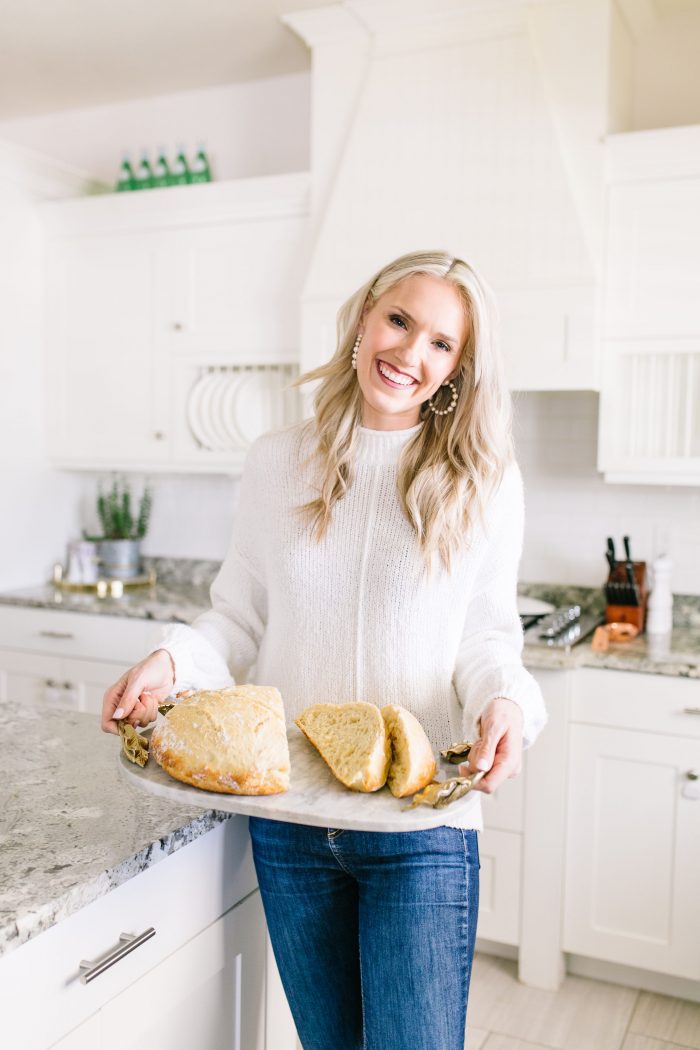 Easy Crusty No Knead Artisan Bread Recipe featured by top US lifestyle blog, A Slice of Style