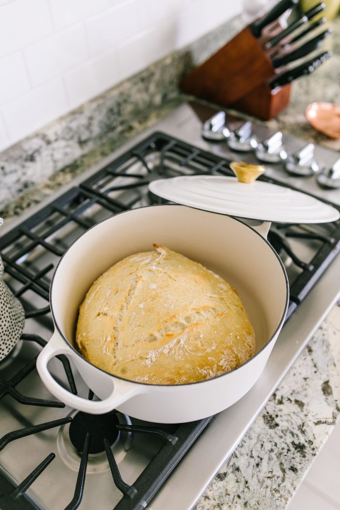 Easy Crusty No Knead Artisan Bread Recipe featured by top US lifestyle blog, A Slice of Style