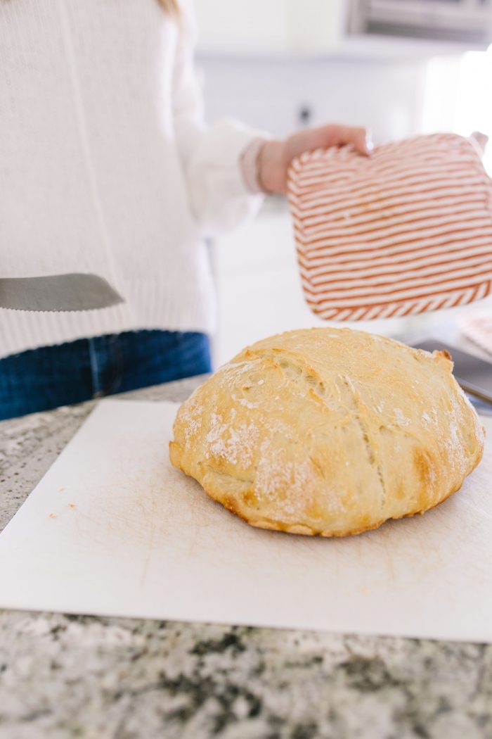 Easy Crusty No Knead Artisan Bread Recipe featured by top US lifestyle blog, A Slice of Style