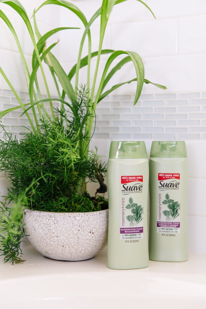 Suave professionals rosemary mint shampoo and conditioner featured by top US beauty blog, A Slice of Style