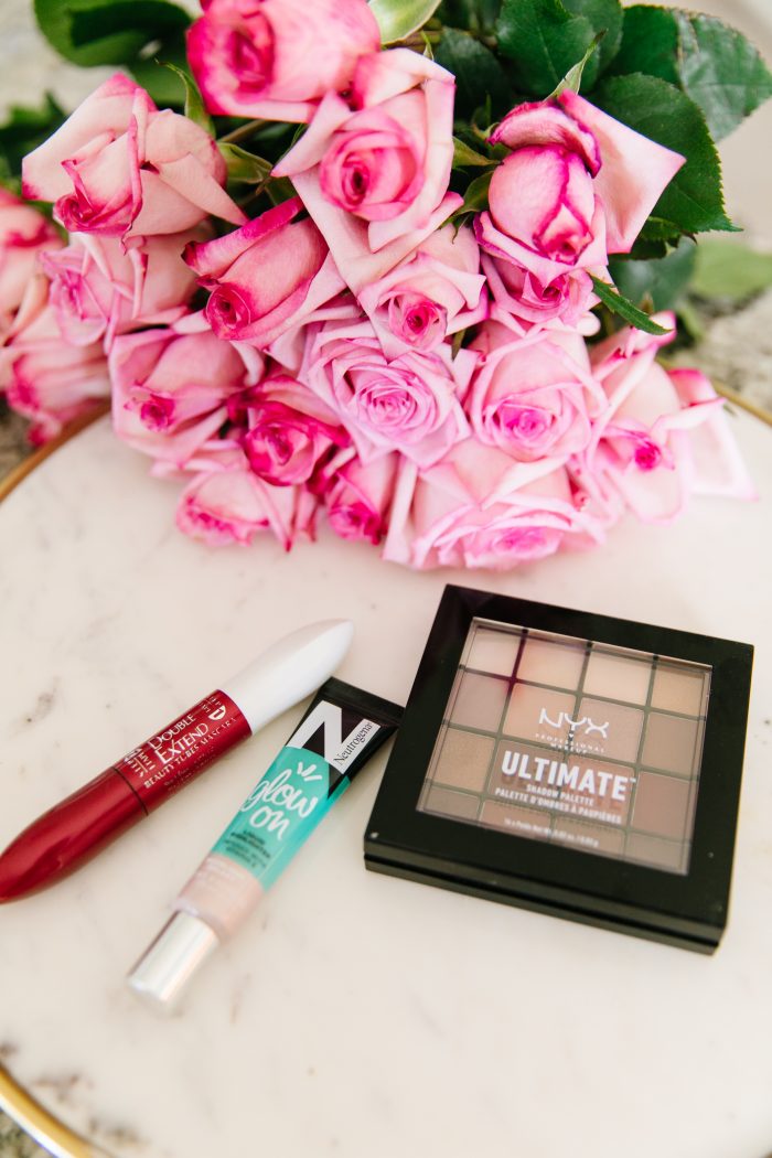 Walmart Beauty Essentials featured by top US beauty blog, A Slice of Style: image of NYX ultimate shadow palette and Neutrogena liquid highlighter 