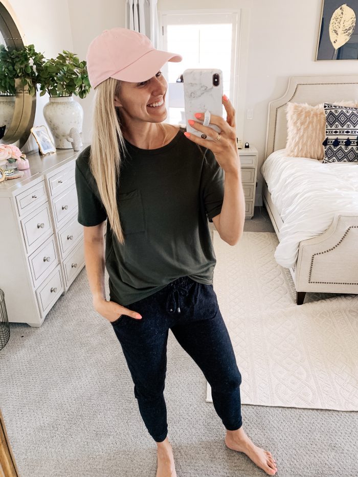 Affordable Amazon Beauty Dupes + Latest Amazon Favorites! by popular Utah beauty blog, A Slice of Style: image of a woman wearing a Amazon Brand - Daily Ritual Women's Supersoft Terry Short-Sleeve Boxy Pocket Tee.