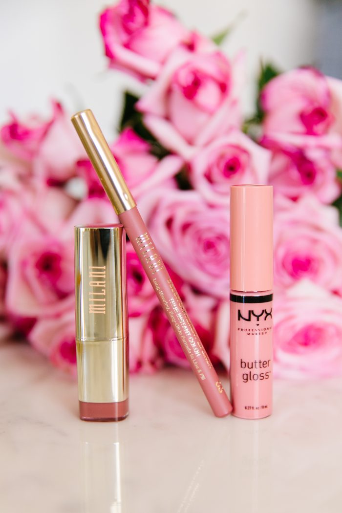 Walmart Beauty Essentials featured by top US beauty blog, A Slice of Style: image of Milani lipstick and lip crayon and NYX lipgloss