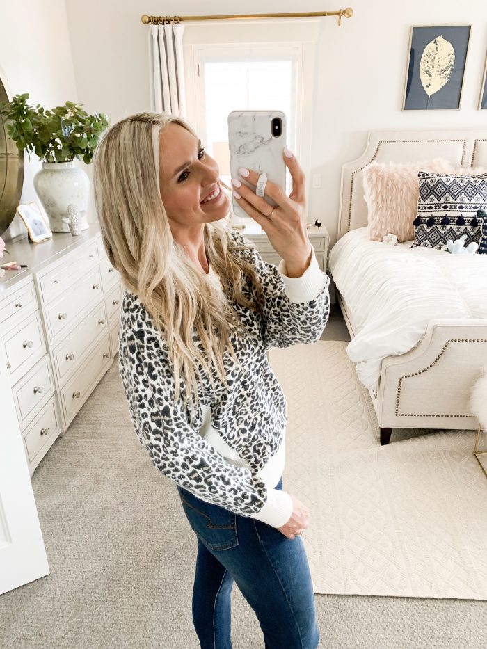 Walmart Fall Fashion Haul! by popular Utah fashion blog, A Slice of Style: image of a woman wearing a Walmart Sweet Romeo Women's Athleisure Yummy Pullover.