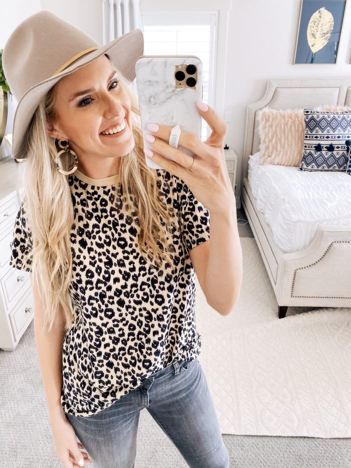 Amazon Fall Fashion Favorites featured by top US life and style blog, A Slice of Style: image of a woman wearing a leopard print tee shirt