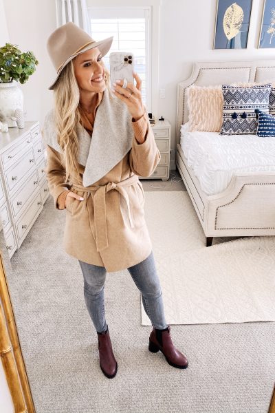 Amazon Fall Fashion Favorites featured by top US life and style blog, A Slice of Style: image of a woman wearing a double face wool coat