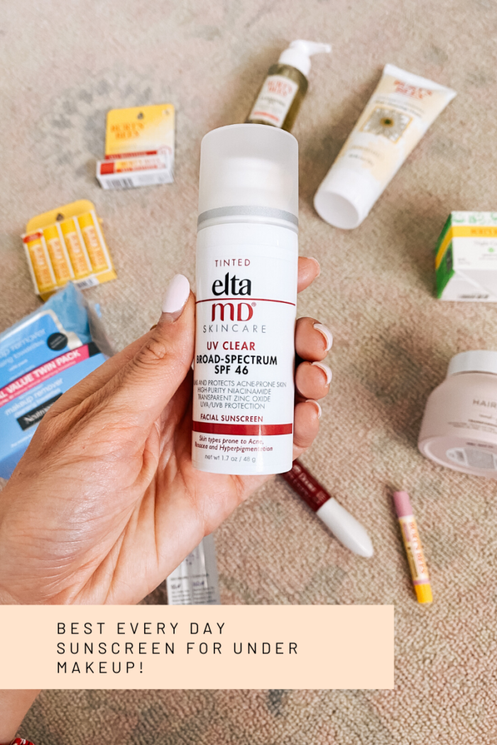 Walmart Beauty Products by popular Utah beauty blog, A Slice of Style: image of a woman holding a canister of Walmart tinted Elta MD skincare uv clear broad spectrum spf 46.