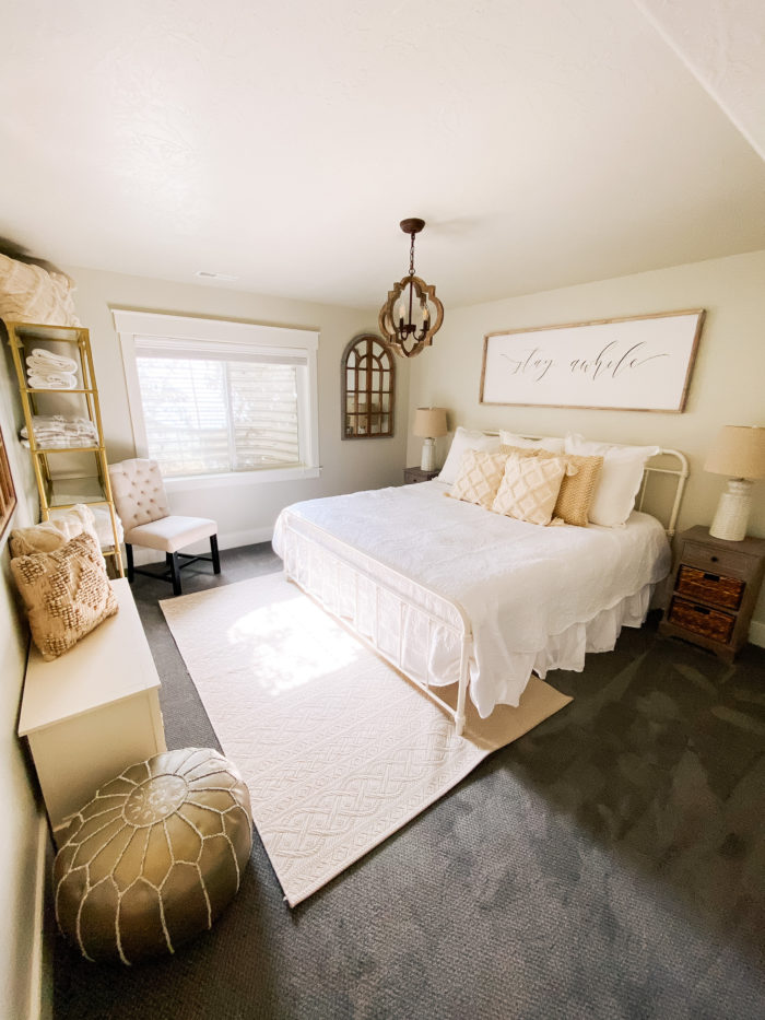 Affordable Farmhouse Guest Bedroom furniture and decor featured by top Utah lifestyle blogger, A Slice of Style.