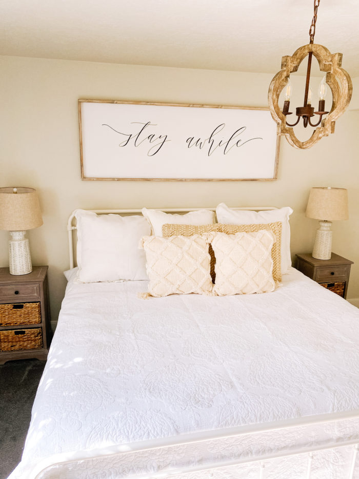 Affordable Farmhouse Guest Bedroom furniture and decor featured by top Utah lifestyle blogger, A Slice of Style.