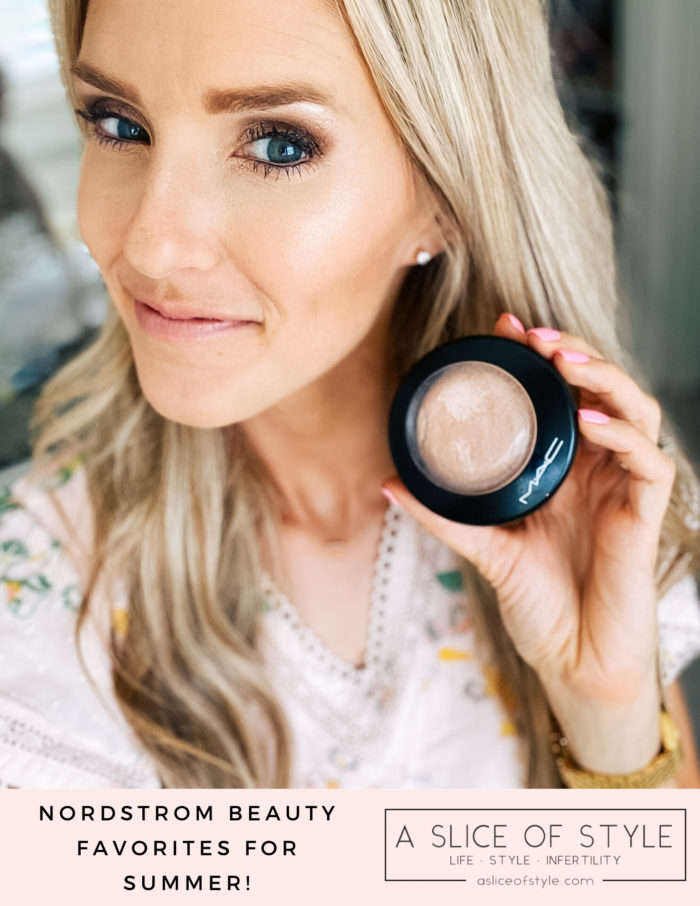 Nordstrom Beauty by popular Utah beauty blog, A Slice of Style: image of Jenica Parcell holding a MAC highlighter compact. 