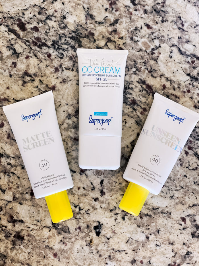 Nordstrom Beauty by popular Utah beauty blog, A Slice of Style: image of Nordstrom Soopergoop! Matte Sunscreen, SooperGoop! CC Cream, and SooperGoop! Unseen Suncreen.