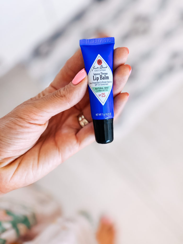 Nordstrom Beauty by popular Utah beauty blog, A Slice of Style: image of Jenica Parcell holding some Jack Black Intense Therapy lip balm. 