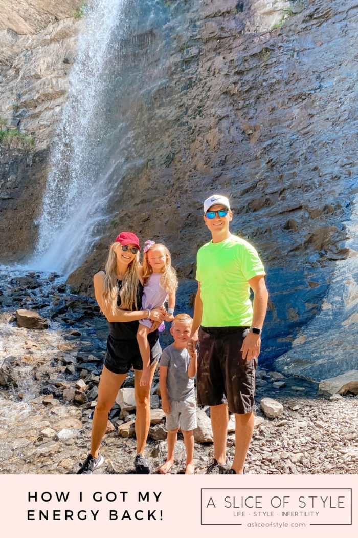 Epstein-Barr Virus by popular Utah lifestyle blog, A Slice of Style: image of Jenica Parcell and her family standing next to a waterfall. 