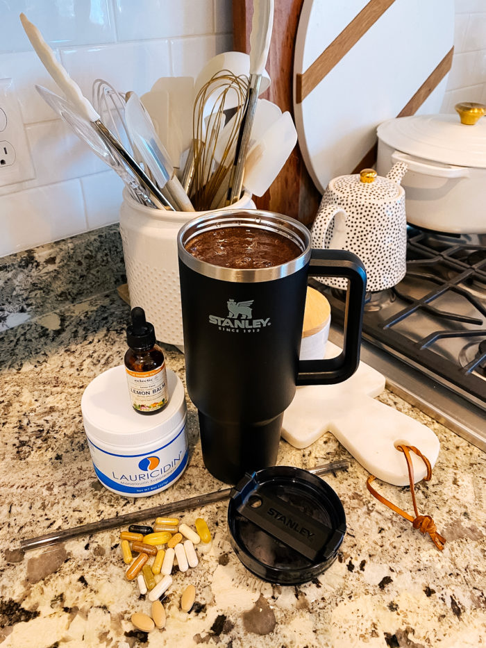 Epstein-Barr | Epstein-Barr Virus by popular Utah lifestyle blog, A Slice of Style: image of a Stanley ADVENTURE QUENCHER TRAVEL TUMBLER and multi vitamins. 