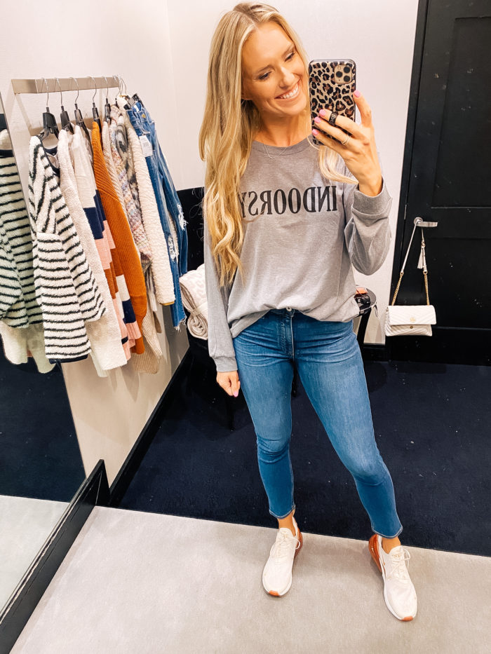 Nordstrom Anniversary Sale by popular Utah fashion blog, A Slice of Style: image of Jenica Parcell wearing a Nordstrom Indoorsy Washed Graphic T-Shirt SUB_URBAN RIOT.