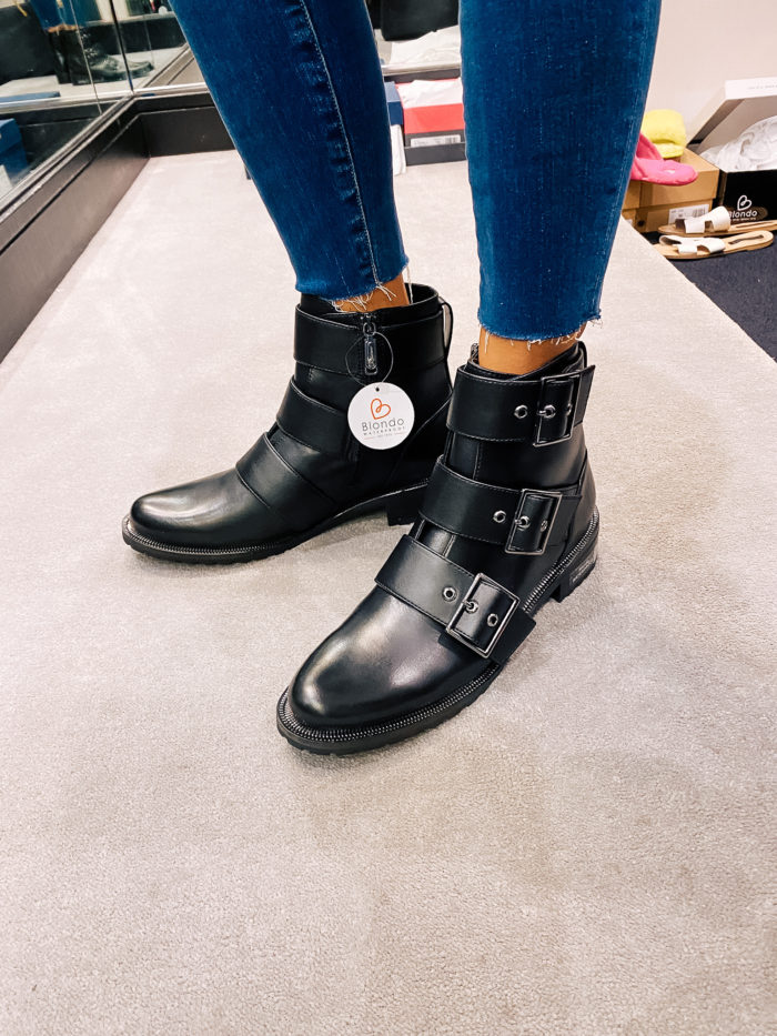 Nordstrom Anniversary Sale by popular Utah fashion blog, A Slice of Style: image of Jenica Parcell wearing a pair of Nordstrom Camila Waterproof Bootie BLONDO.