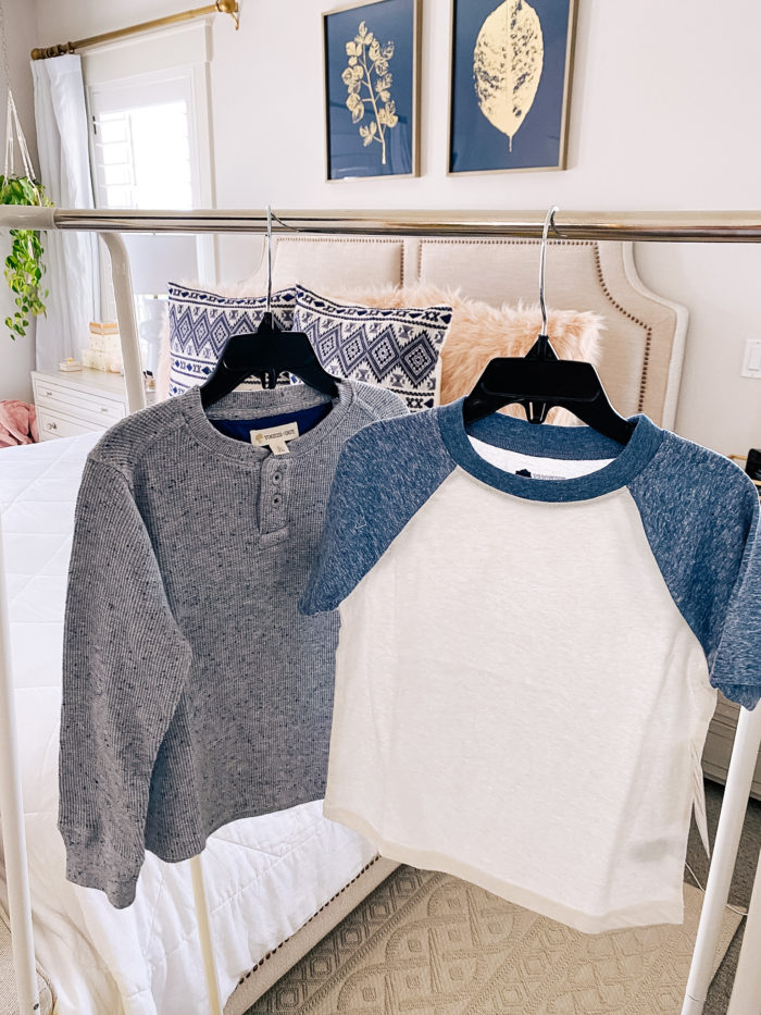 Nordstrom Anniversary Sale by popular Utah fashion blog, A Slice of Style : image of a Nordstrom Long Sleeve Waffle Henley T-Shirt TUCKER + TATE and a Nordstrom Baseball T-Shirt TUCKER + TATE.