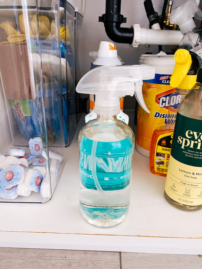 toxin-free home | Branch Basics Reviews by popular Utah lifestyle blog, A Slice of Style: image of vinegar cleaning solution in a spray bottle. 