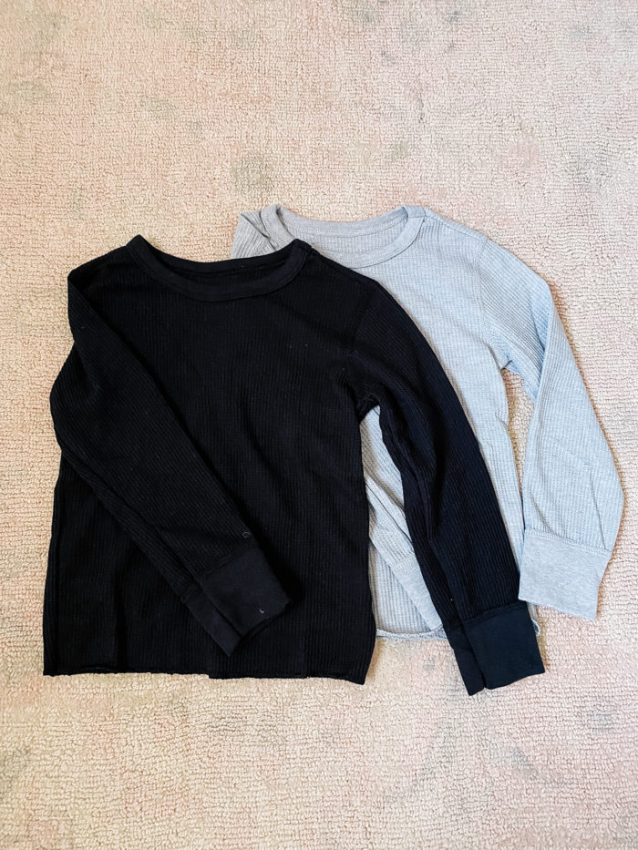 Back to School Checklist by popular Utah motherhood blog, A Slice of Style: image of two Walmart Wonder Nation thermal t-shirts. 