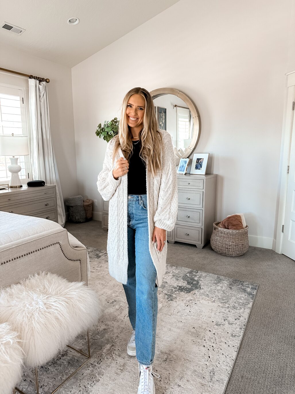 how to style a neutral cardigan