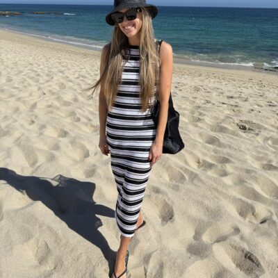 Amazon striped beach coverup