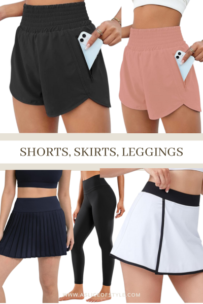 workout gear shorts and skirts