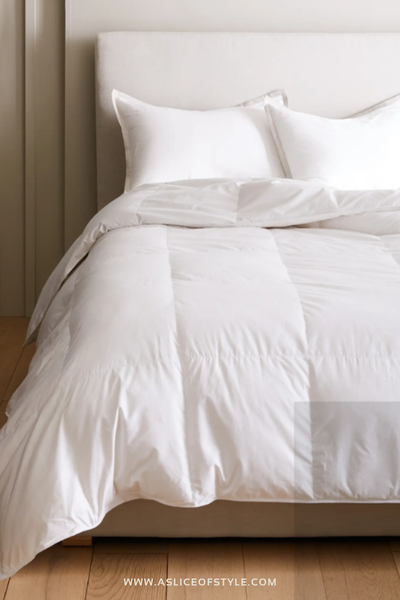 neutral bedroom white comforter